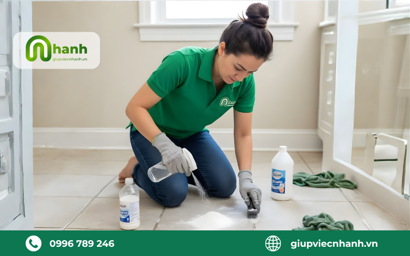 tẩy trắng ron gạch