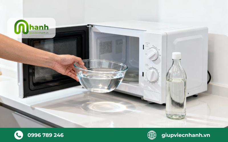 vệ sịnh lò vi sóng bằng giấm