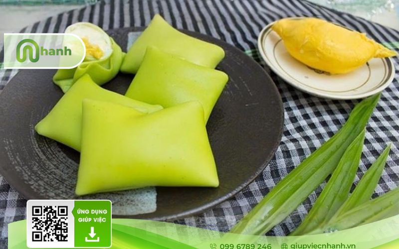 bánh crepe sầu riêng lá dứa
