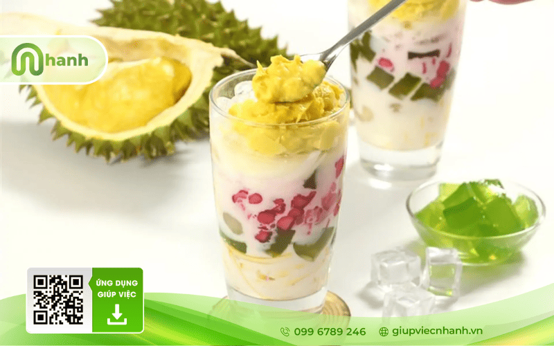 Chè Thái sầu riêng béo thơm, ngọt mát, kết hợp trái cây và nước cốt dừa hấp dẫn
