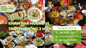 Tổng hợp các món ăn ngày Tết truyền thống 3 miền Bắc - Trung - Nam với bánh chưng, bánh tét và thịt kho.