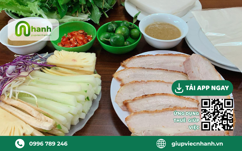 bánh tráng cuốn thịt heo
