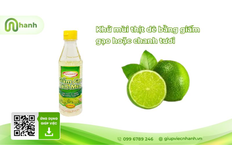 khử mùi hôi thịt dê bằng giấm gạo hoặc chanh tươi